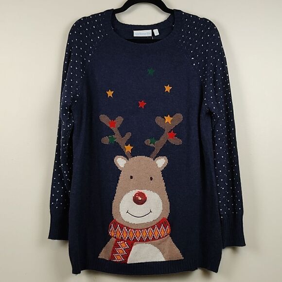 JoJo Maman Bebe Reindeer Cashmere  Blend Fair Isle Maternity Tunic - Picture 1 of 12